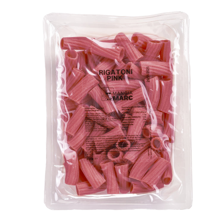 Packung von 150g semifrischer pinker Rigatoni