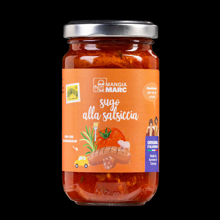 MangiaMarc Premium Salsiccia-Soße mit Rosmarin im Glas.