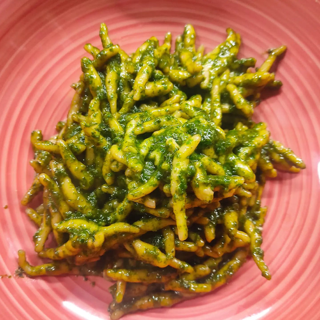 MangiaMarc Trofie mit original Pesto Genovese, ein klassisches ligurisches Gericht mit authentischem Geschmack.