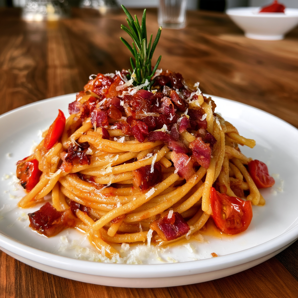 Spaghetti all’Amatriciana con Datterini