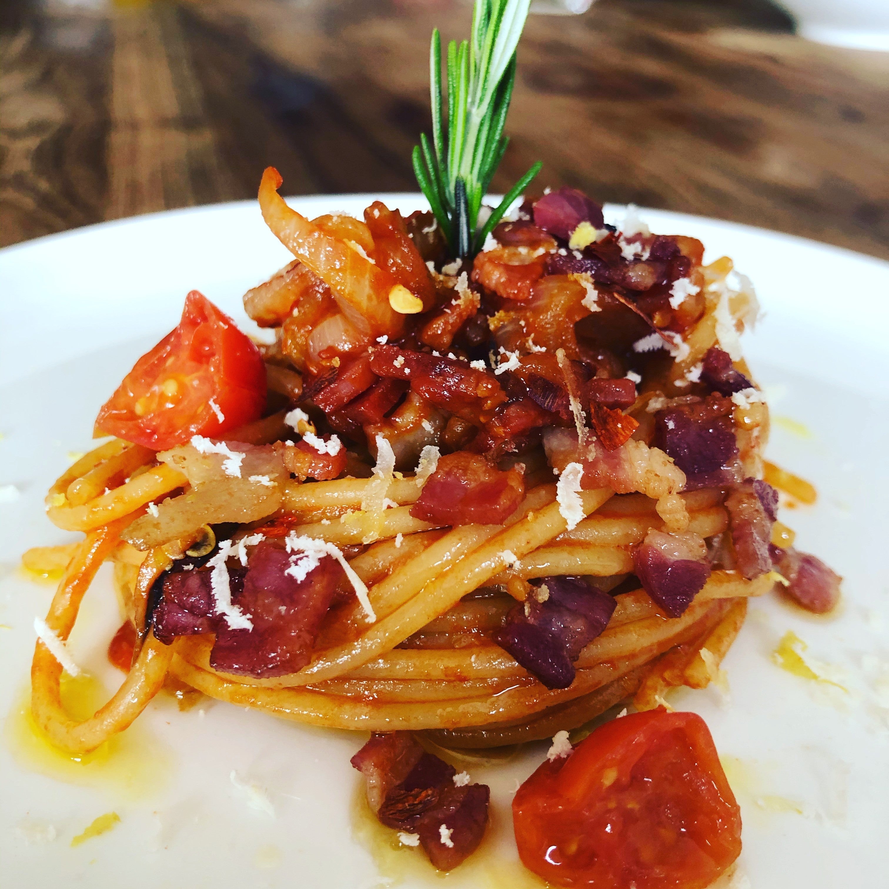 Spaghetti all’Amatriciana con Datterini
