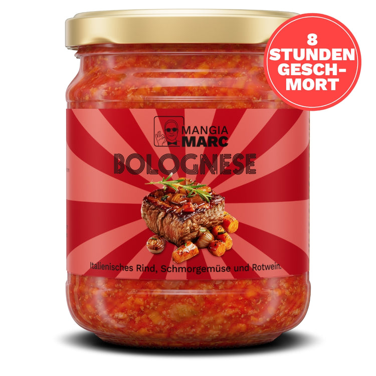 MangiaMarc Fertig Bolognese – authentisches Premium Ragù Bolognese aus der Toskana im Glas.