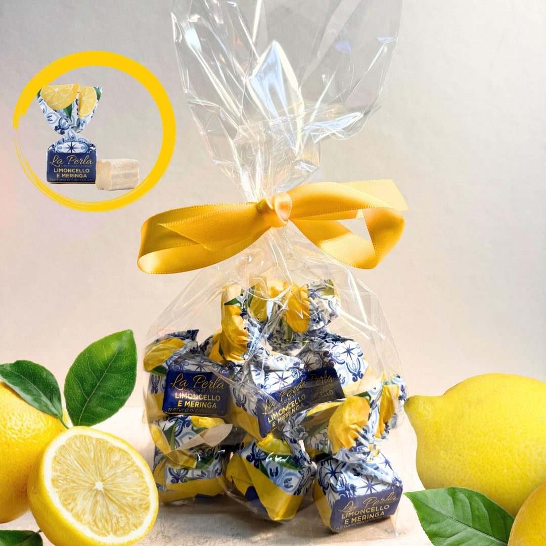 Tütchen mit 10 Tartufi Limoncello mit Baiser und Auszügen aus Amalfi Zitronen